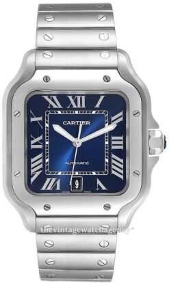 CARTIER STAINLESS STEEL BLUE DIAL "SANTOS DE CARTIER"